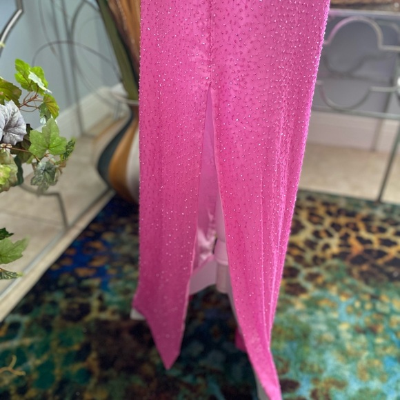 Pink Scala Beaded Sheath Gown Size Large Mermaidcore Holiday Glamcore Balletcore - Picture 8 of 16